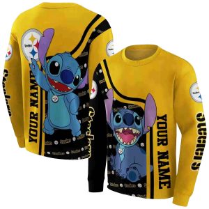 Personalized Pittsburgh Steelers Stitch Ohana Gold AOP Sweatshirt