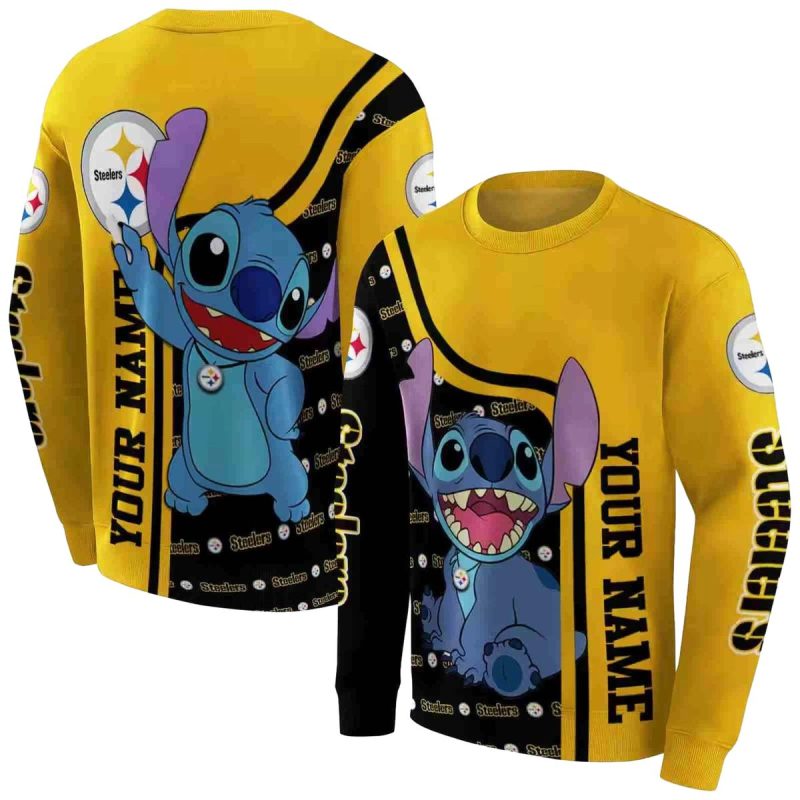 Personalized Pittsburgh Steelers Stitch Ohana Gold Aop Sweatshirt 1