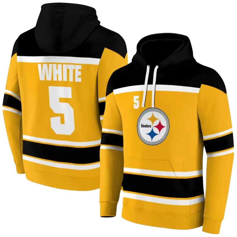 Personalized Pittsburgh Steelers Striped Pattern Gold Aop Hoodie 1
