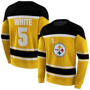Personalized Pittsburgh Steelers Striped Pattern Gold AOP Sweatshirt