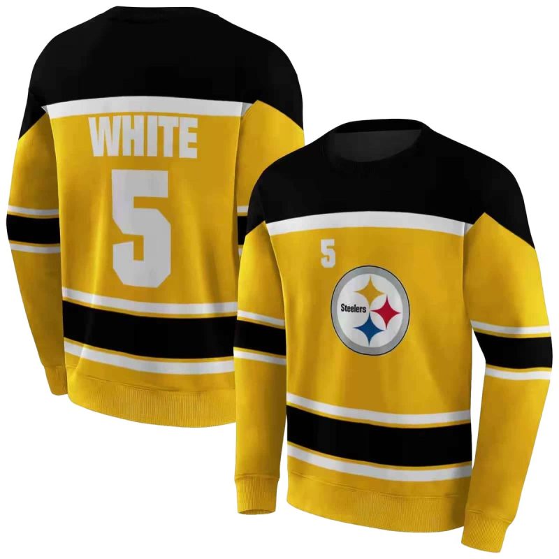 Personalized Pittsburgh Steelers Striped Pattern Gold Aop Sweatshirt 1