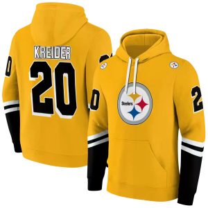 Personalized Pittsburgh Steelers Striped Sleeves Gold AOP Hoodie