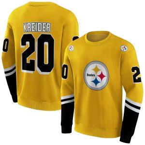 Personalized Pittsburgh Steelers Striped Sleeves Gold AOP Sweatshirt