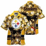 Personalized Pittsburgh Steelers Sunset Palms Coconut Tree Hawaiian Shirt