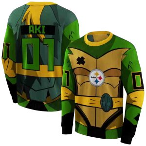 Personalized Pittsburgh Steelers Superhero Armor Gold Green AOP Sweatshirt