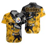 Personalized Pittsburgh Steelers Surf And Tiki Style Hawaiian Shirt