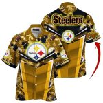 Personalized Pittsburgh Steelers Tiki Hut Palm Shadow Hawaiian Shirt