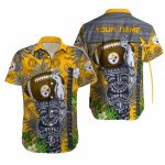 Personalized Pittsburgh Steelers Tiki Totem And Parrot Hawaiian Shirt
