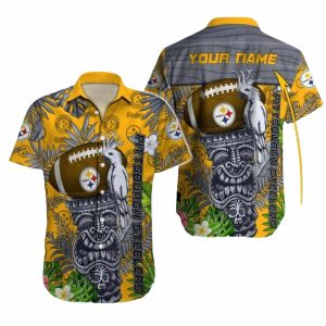 Personalized Pittsburgh Steelers Tiki Totem And Parrot Hawaiian Shirt