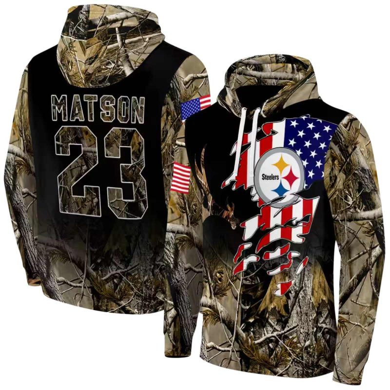 Personalized Pittsburgh Steelers Tree Us Flag Camo Aop Hoodie 1