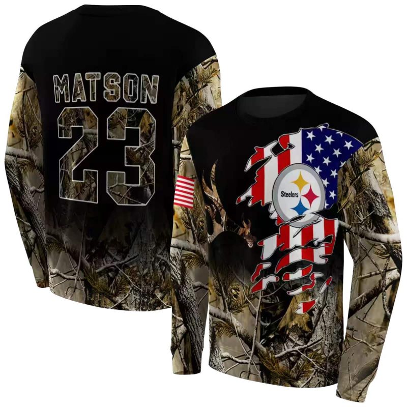 Personalized Pittsburgh Steelers Tree Us Flag Camo Aop Sweatshirt 1