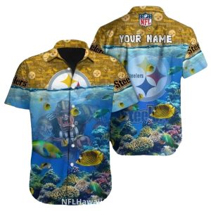 Personalized Pittsburgh Steelers Underwater Reef Mascot Style Hawaiian Shirt