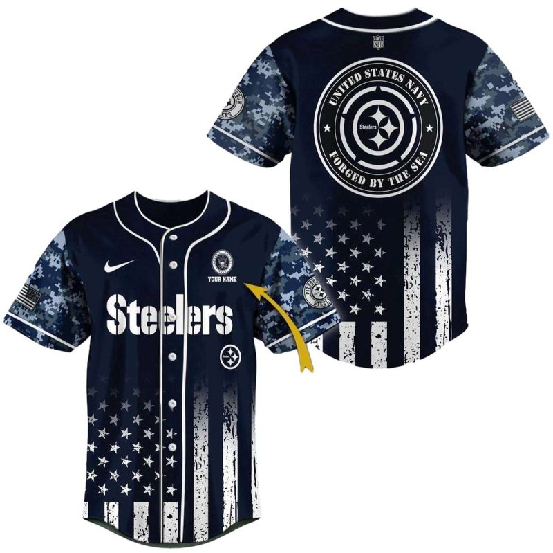 Personalized Pittsburgh Steelers Veteran Us Navy Baseball Jersey 1