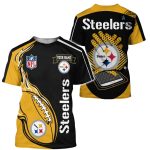 Personalized Pittsburgh Steelers Yellow Flame Ball AOP T-Shirt