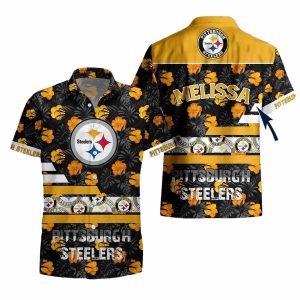 Personalized Pittsburgh Steelers Yellow Hibiscus Floral Pattern Hawaiian Shirt