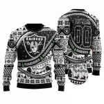 Personalized Raiders Logo Snowflake Reindeer Christmas Ugly Sweater
