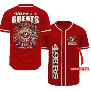 Personalized San Francisco 49ers All Time Greates Baseball Jersey