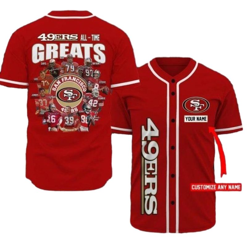 Personalized San Francisco 49Ers All Time Greates Baseball Jersey 1