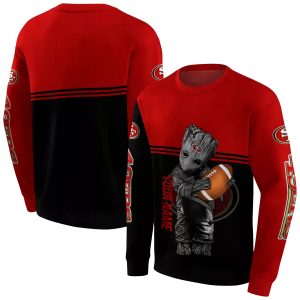 Personalized San Francisco 49ers Baby Groot Red Black AOP Sweatshirt