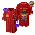 Personalized San Francisco 49ers Baby Yoda Hug Logo Baseball Jersey