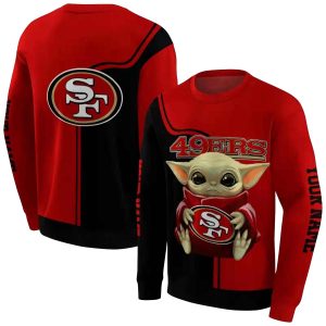 Personalized San Francisco 49ers Baby Yoda Red Black AOP Sweatshirt