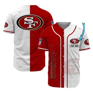 Personalized San Francisco 49ers Big Logo In My Heart Red And White Baseball Jersey