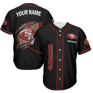 Personalized San Francisco 49ers Black Scratch Logo Baseball Jersey