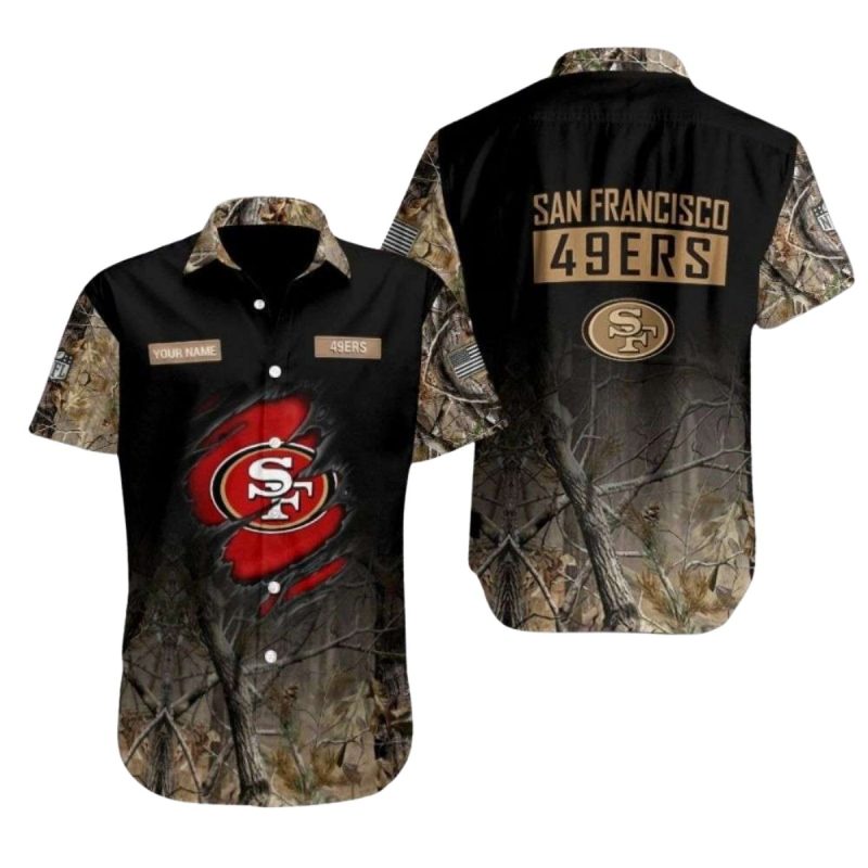 Personalized San Francisco 49Ers Camo Hunt Hawaiian Shirt 1
