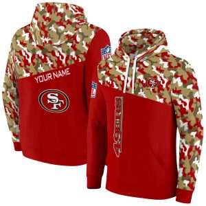 Personalized San Francisco 49ers Camo Pattern Red AOP Hoodie