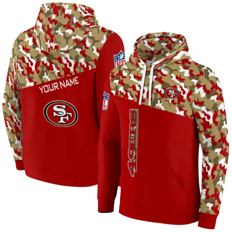 Personalized San Francisco 49Ers Camo Pattern Red Aop Hoodie 1