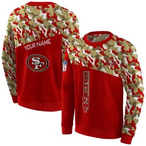 Personalized San Francisco 49ers Camo Pattern Red AOP Sweatshirt