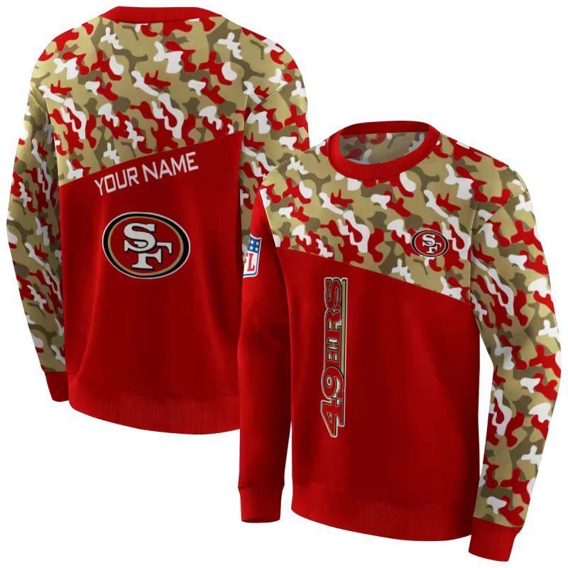 Personalized San Francisco 49Ers Camo Pattern Red Aop Sweatshirt 1