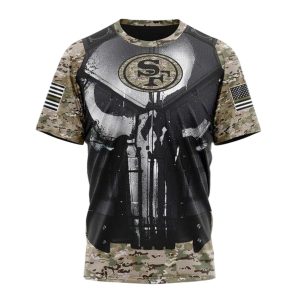 Personalized San Francisco 49ers Camo Skull AOP T-Shirt