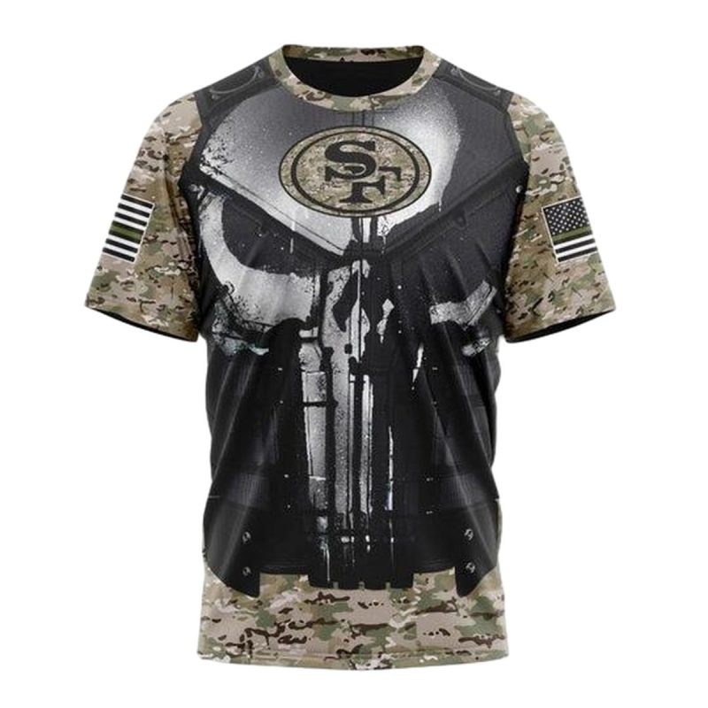 Personalized San Francisco 49Ers Camo Skull Aop T Shirt 1