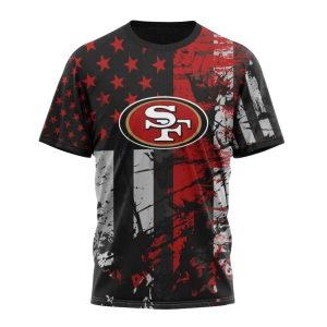 Personalized San Francisco 49ers Classic Grunge American Flag AOP T-Shirt