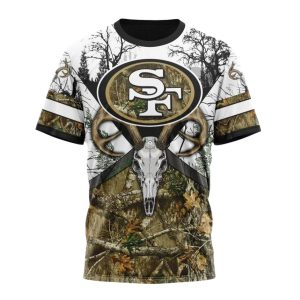 Personalized San Francisco 49ers Deer Skull And Forest AOP T-Shirt