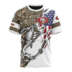 Personalized San Francisco 49ers Fishing With Flag Of Usa AOP T-Shirt