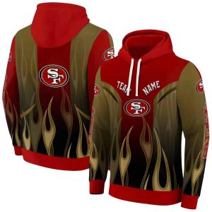 Personalized San Francisco 49ers Flame Design Red AOP Hoodie