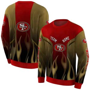 Personalized San Francisco 49ers Flame Design Red AOP Sweatshirt
