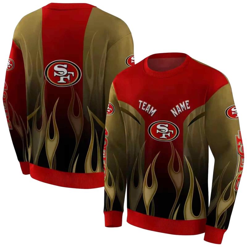 Personalized San Francisco 49Ers Flame Design Red Aop Sweatshirt 1