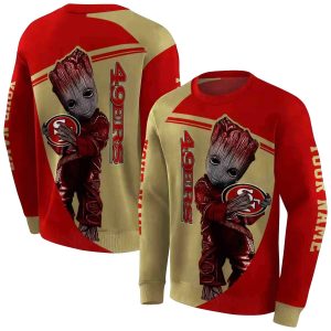 Personalized San Francisco 49ers Groot Hug Logo Red AOP Sweatshirt