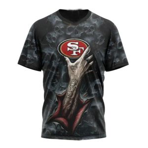 Personalized San Francisco 49ers Halloween Horror Skull AOP T-Shirt
