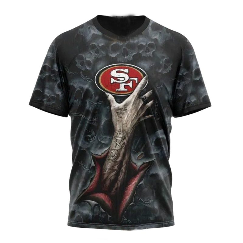 Personalized San Francisco 49Ers Halloween Horror Skull Aop T Shirt 1