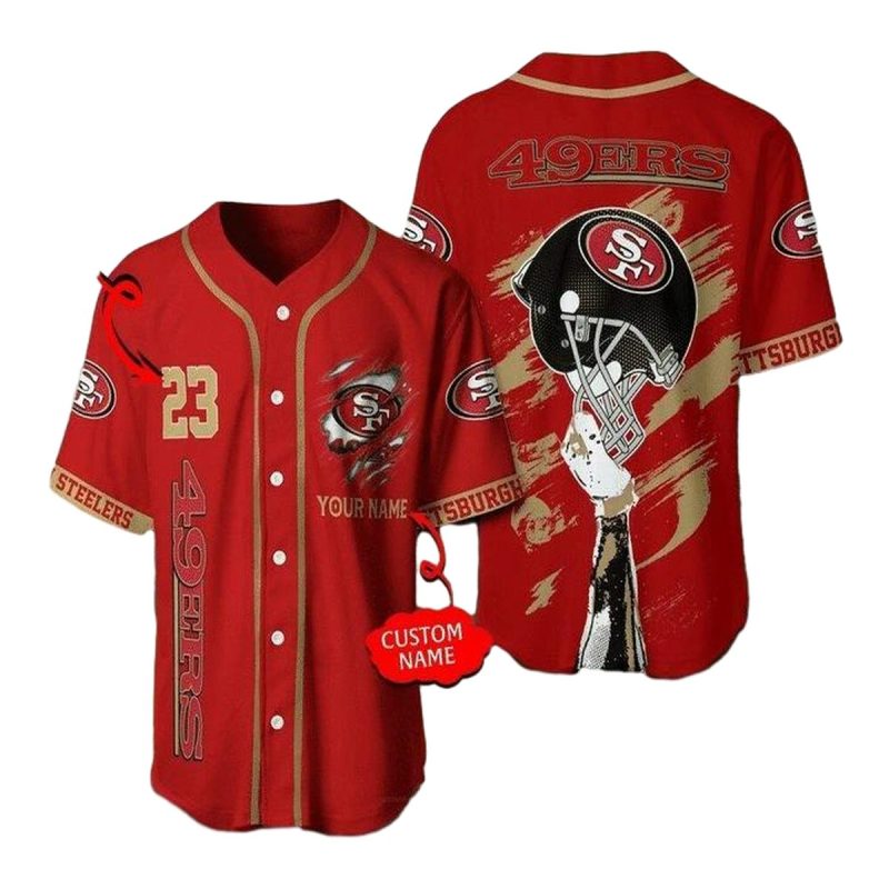 Personalized San Francisco 49Ers Helmet Red Baseball Jersey 1