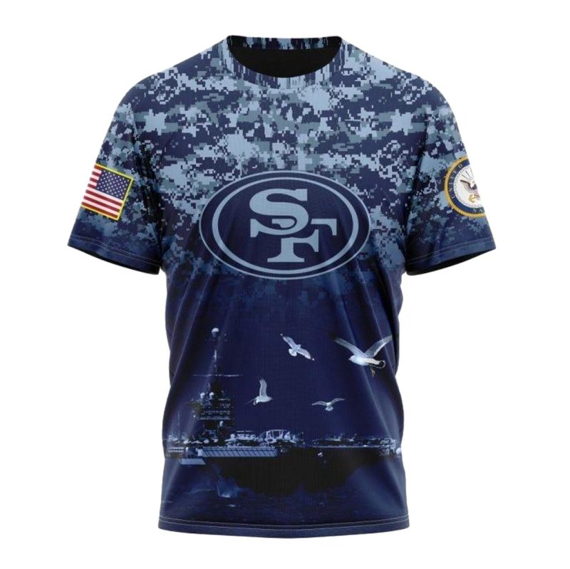 Personalized San Francisco 49Ers Honor Us Navy Veterans Aop T Shirt 1