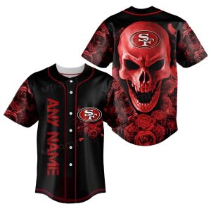 Personalized San Francisco 49ers Horror Red Skull Baseball Jersey