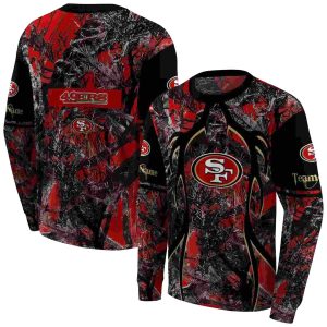 Personalized San Francisco 49ers Hunting Theme Red Black AOP Sweatshirt