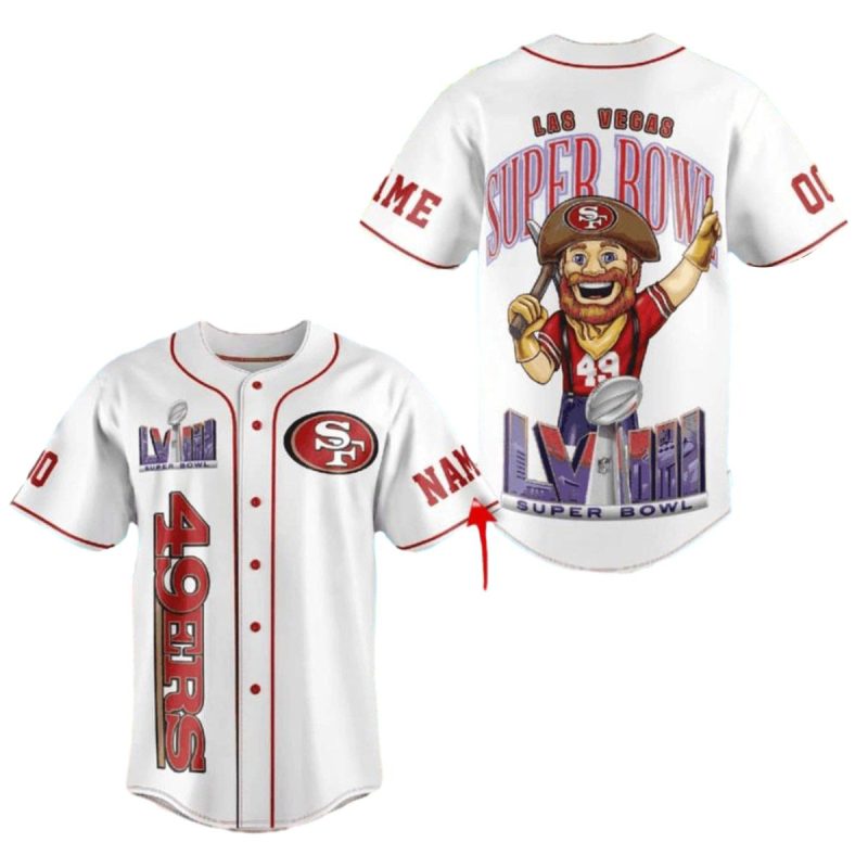 Personalized San Francisco 49Ers Las Vegas Super Bowl White Baseball Jersey 1