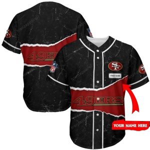Personalized San Francisco 49ers Logo In My Heart Black And Red Pattern Baseball Jersey