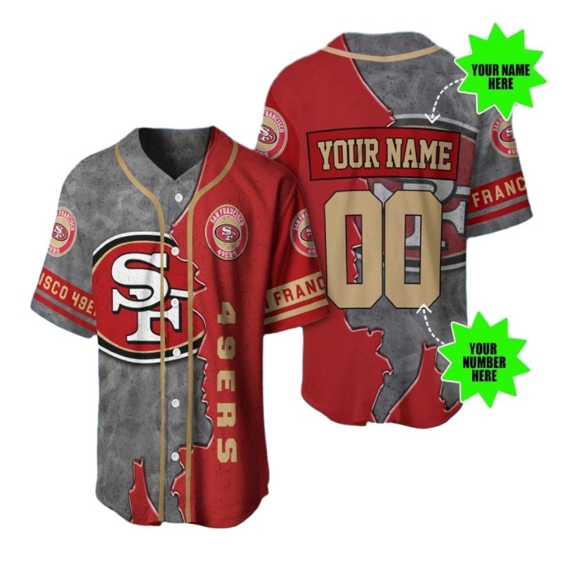 Personalized San Francisco 49Ers Logo Inside Me Baseball Jersey 1